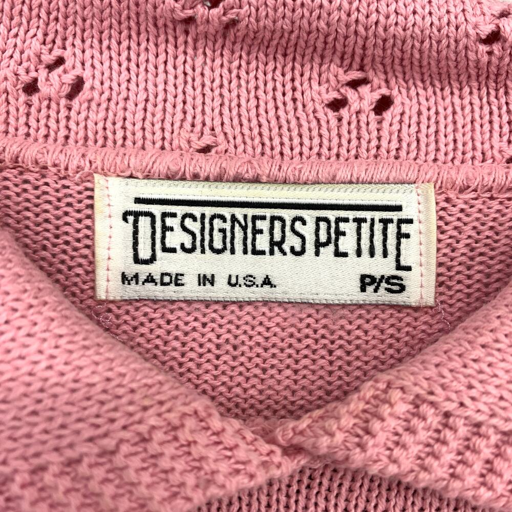 Vintage Pink Knit Sweater Sz Small Peter Pan Collar Coquette Cottagecore - Picture 5 of 6